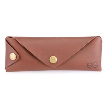 Imagem de Estojo De Lápis Couro Legítimo Porta Caneta Profissional (Marrom)