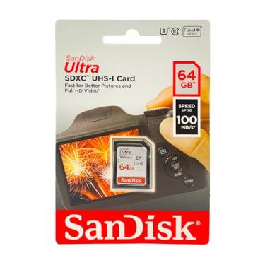 Imagem de SanDisk Cartão de memória Ultra SDXC UHS-I de 64 GB - 100 MB/s, C10, U1, Full HD, cartão SD - SDSDUNR-064G-GN6IN