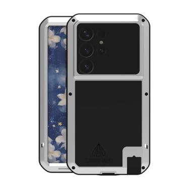 Imagem de LOVE MEI Capa robusta militar para Samsung Galaxy S25 Ultra, com protetor de tela de vidro temperado, à prova de choque, à prova de poeira, à prova de arranhões, híbrido, metal e gel de silicone, capa