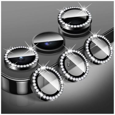 Imagem de LucBuy Protetor de lente de câmera Diamond para Samsung Galaxy A25, protetor de tela traseira de vidro temperado brilhante, anéis de proteção de metal de alumínio individuais, adesivos de filme