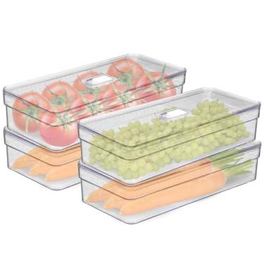 Imagem de Organizador de Geladeira Armario Cozinha 3,6L Acrilico Para Frutas Legumes e Vegetais (Kit 4, Tela)