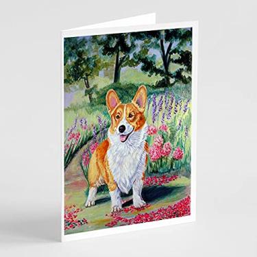 Imagem de Caroline's Treasures 7077GCA7P Pembroke Corgi Springtime Cartões e Envelopes Pacote com 8, 7 x 5, multicolorido