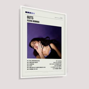 Imagem de Quadro Decorativo Sem ou Com Moldura Música Cantora Olivia Rodrigo Álbum Guts (Moldura Branca)