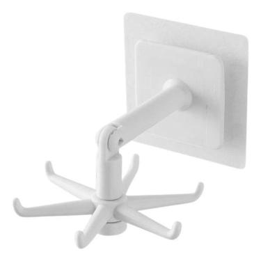 Imagem de Gancho Multifuncional Giratório Adesivo Parede Branco