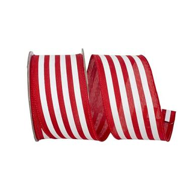 Imagem de Reliant Ribbon Fita de borda com fio de linho listrado, vermelho/branco