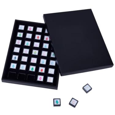 Imagem de BENECREAT Pacote com 35 caixas de exibição de pedras preciosas pretas bandeja de couro PU, caixa de joias com tampa de papel para pedras preciosas, diamante, embalagem de presente, 2,8 x 1,5 cm