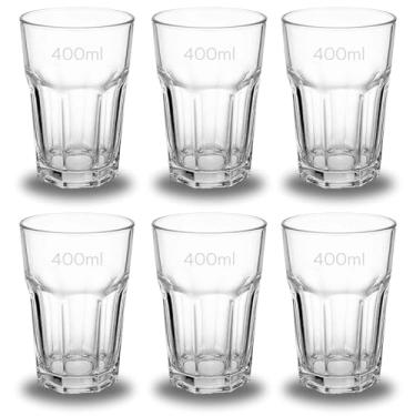 Imagem de Kit Jogo 6 Copos De Vidro Grosso Resistente 400ml Suco Agua Restuarnate Casa Hotel Bar Buffet