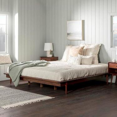 Imagem de Base para Cama King Lunna Madeira de Pinus Walnut