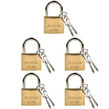Imagem de 5 Cadeados Pado Lt 40mm 10 Chaves Não Enferruja Resistente