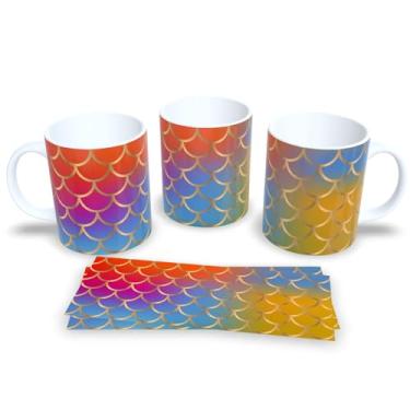 Imagem de Caneca Branca de Porcelana Personalizada Escamas de Sereias 2 (Mod.37)