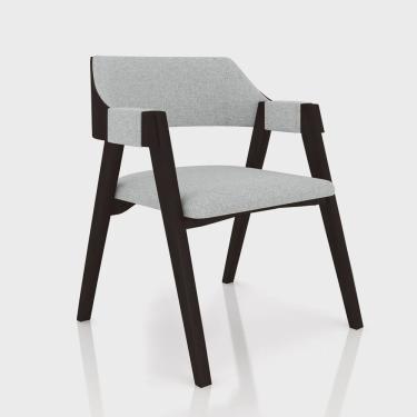 Imagem de Cadeira Sala de Jantar e Jogos Carteados Madeira Maciça Poker Linho Cinza/Tabaco G42 - Gran Belo