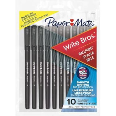 Imagem de Paper Mate 9333499 Canetas esferográficas pretas com ponta média Write Brothers 10 Coun