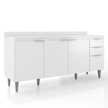 Imagem de Balcão de Cozinha Com Tampo 180cm Pérola Branco Z34         - Mpozenato