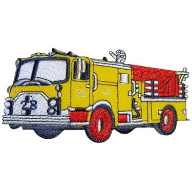 Imagem de Ranger Return Fantasia infantil de resgate de caminhão de bombeiro de carro de bombeiro decalque bordado aplique faça você mesmo costurar em ferro no patch - amarelo (IRON-FIRE-TRUCK-YL01)
