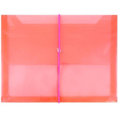 Imagem de Envelopes de expansão de plástico JAM Paper com fecho de faixa elástica – Tamanho do folheto de letras (23 x 6 x 33 cm) – 12 pacotes e vendidos individualmente, Vermelho, Pack of 12