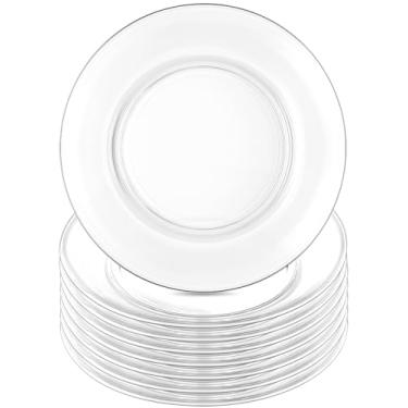 Imagem de Erinnmy Pacote com 8 pratos de sobremesa de vidro, pratos transparentes de 19 cm, conjuntos de louça de vidro temperado, prato de salada, prato de jantar, servir para aperitivos, lanches, frutas