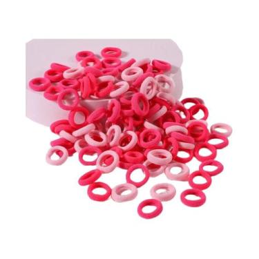 Imagem de 100 Elásticos de Cabelo Coloridos de Nylon para Meninas - Para Rabo de