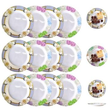 Imagem de 12 Pratos Raso Para Sobremesa Buffet Restaurantes 25cm - New Goods