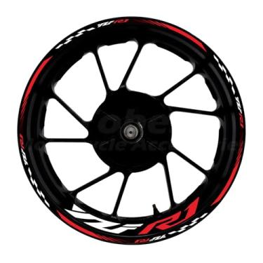 Imagem de Awonderful Kit de listras refletivas para motocicleta, adesivos de aro de roda de vinil compatíveis com Yamaha YZF1000 R1 2015-2024 (vermelho)