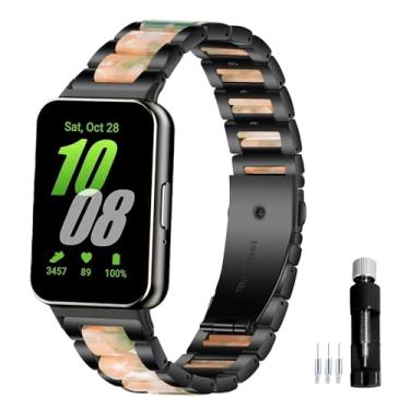 Imagem de Gheper Pulseira de relógio de aço inoxidável de resina compatível com Samsung Galaxy Fit3 SM-R390 SM-R390 pulseira de metal de substituição para homens e mulheres