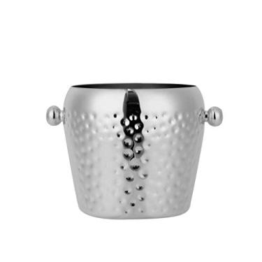 Imagem de FTOQWZXV Balde de gelo balde de gelo bar coquetel cerveja aço inoxidável balde de gelo vinho champanhe balde de gelo ponto martelo balde de gelo KTV cilindro de gelo redondo bebidas cooler/Beer Bucke