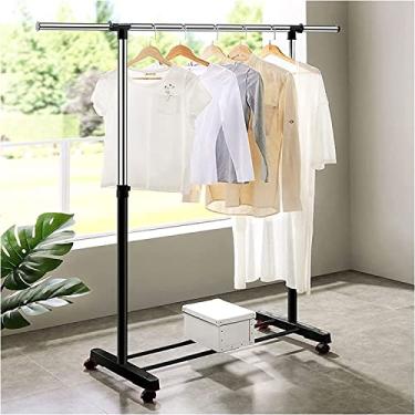 Imagem de LIFOND Suporte para roupas, trilho sobre rodas, suporte independente de metal resistente, fácil de montar para armazenamento de roupas, suporte de exibição para decoração de quarto
