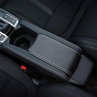 Imagem de Capa de couro para encosto de braço central Rifoda para Honda Civic 10ª geração 2016-2020, resistente ao desgaste e arranhões (fibra de carbono)