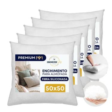 Imagem de Kit 5 Refis Enchimento de Almofada Fibra Siliconada 50x50cm Antialérgi