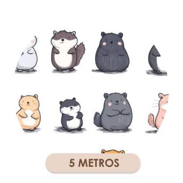 Imagem de Papel De Parede Adesivo Animais Fofos Delicados  - Deliquadros, 5 Metr