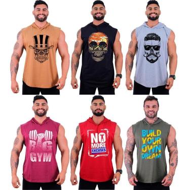 Imagem de Kit 6 Regatas Longline Machão Com Touca Masculina MXD Conceito Academia Fitness-Masculino