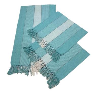 Imagem de Jogo De Passadeira De TearTapete Cozinha Kit Com 3 Peças(VERDE AGUA LIS PRETO)