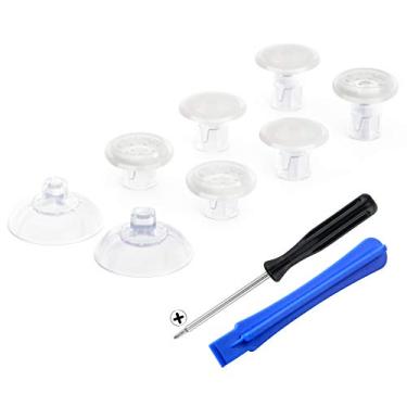 Imagem de EXtremeRate ThumbsGear polegar ergonômico intercambiável para controle PlayStation 4 PS4 Slim PS4 Pro PS5 com 3 alturas redomadas e garras côncavas ajustáveis Joystick - Transparente