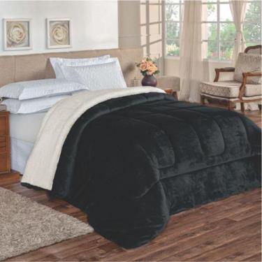 Imagem de Edredom Insinuante Solteiro Dupla Face Sherpa Lã Marinho - Top Chick