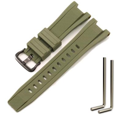 Imagem de MCXGL Pulseira de relógio de substituição compatível com Gshock para Casio GST-210 GST-W110 GST-W100 GST-S110 GST-S100 GST-B100 GST-S300, Fivela preta verde militar, 26mm, Moderno