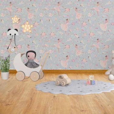 Imagem de Papel de Parede PREMIUM BAILARINA Lilás Rolo 5m x 45cm Autocolante Quarto Infantil Menina