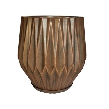 Imagem de Vaso Grande Origami P/plantas Decorativo Jardim Casa C/prato (Marrom Cacau)