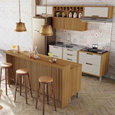 Imagem de Cozinha 08 Pçs Nesher Imperatriz Gourmet 100 Mdf Freijó Com Off White