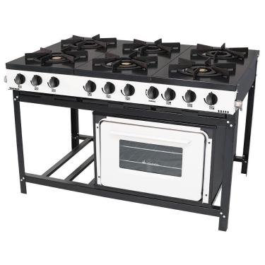 Imagem de Fogão Profissional Venâncio 6 Bocas Linha Bravo Com Forno Branco Br6bfbr