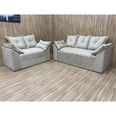Imagem de Conjunto de Sofá 2 e 3 Lugares Paris Suede Cinza - AL Móveis