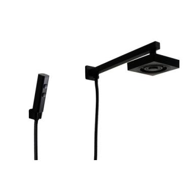 Imagem de Ducha AutoLimpante Preto ABS com Chuveirinho Manual Black - AMG Metais