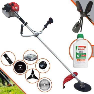 Imagem de Roçadeira À Gasolina Anmax CG430P-TB 43cc 2HP Com Lâmina Facão e Carretel + Faca 3 Pont...