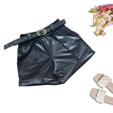 Imagem de Shorts Plus Size Feminino Cirrê Cinto Barrado c Bolso 0648 - Bellucy M