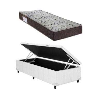 Imagem de Cama Box Baú Solteiro Branco Colchão ISO 150 D45 - Ortobom