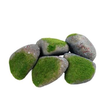 Imagem de Fenteer 5 peças de pedras artificiais decorativas, pedras artificiais falsas para paisagem, para jardim de fadas, gramado faça você mesmo, F