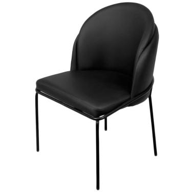 Imagem de Cadeira Aurora Couro Preto Metal Preto