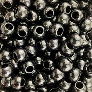 Imagem de 400 Glossy Black Acrylic Large Hole Beads 10mm with 4.8mm Hole