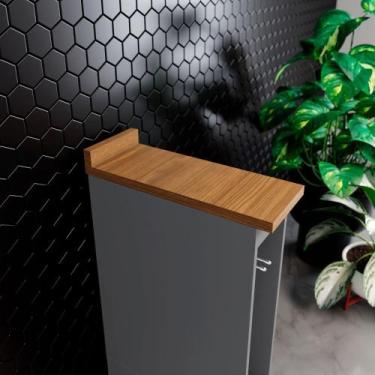 Imagem de Balcão 20cm com Tampo Porta Toalha Americana Henn - Cinza/Nature