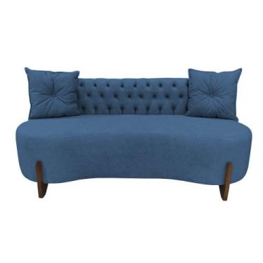 Imagem de Sofá 3 Lugares Orgânico Curvo Tókio 180cm Bouclé Azul - Mansão Decor