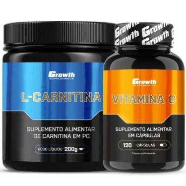 Imagem de L-Carnitina 200g em Pó + Vitamina C 120 Caps Growth