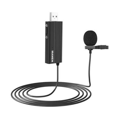 Imagem de Microfone de Lapela USB Mamen MIC-U1 Omnidirecional para Computadores 